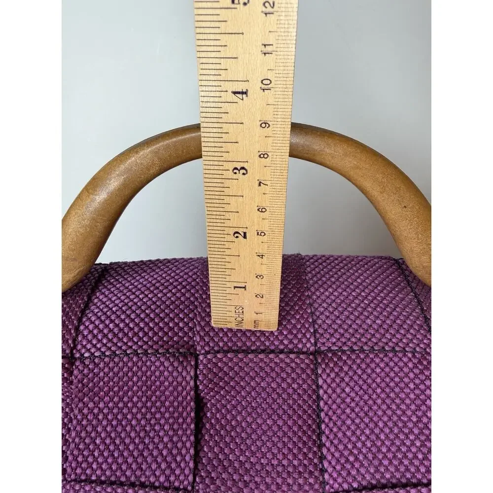 Gabrielle Italy Purple Woven Satchel Textured Basket Weave Turn Lock Purse
